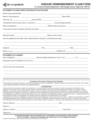 Disease Dismemberment Claim Form