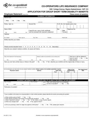 Group Short Term Disability Benefits Application