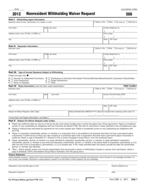 California Nonresident Withholding Waiver Request Form 588