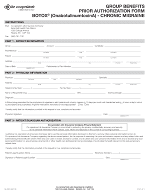 Co-operators Botox Prior Authorization Form