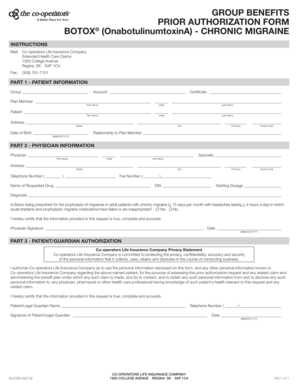 Prior Authorization Form for Botox Chronic Migraine