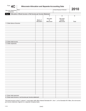 Wisconsin Form 4C Allocation and Separate Accounting Data