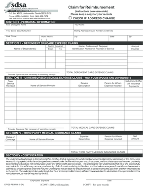 Claim for Reimbursement Form