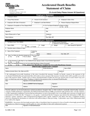 Accelerated Death Benefits Claim Form