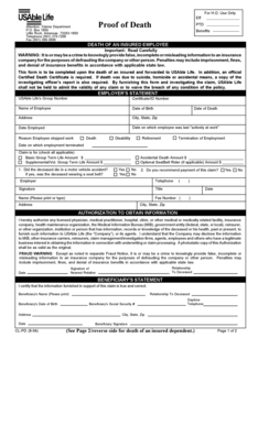 Proof of Death Claim Form