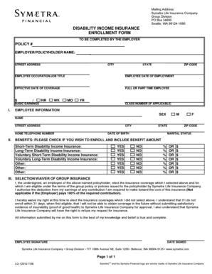 Disability Income Insurance Enrollment Form