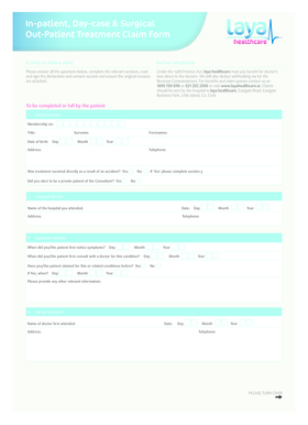 In-Patient, Day-Case & Surgical Out-Patient Treatment Claim Form