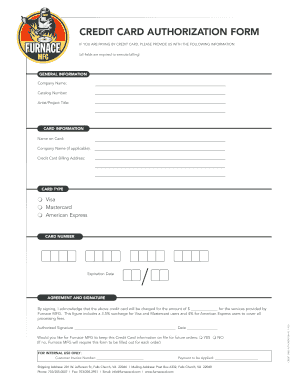 Credit Card Authorization Form