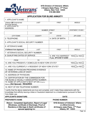 New York Blind Annuity Application