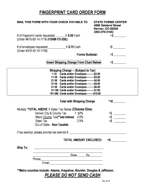 Fingerprint Card Order Form