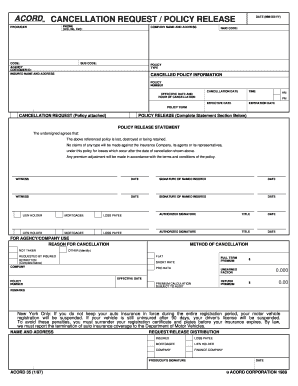 ACORD Cancellation Request Form