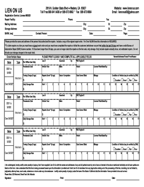 California Vehicle Lien Form