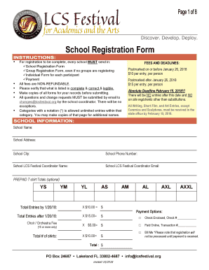 School Registration Form - LCS Festival