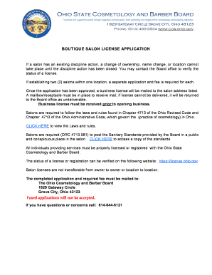 Fillable Online Boutique Salon Application COS052 Fax Email Print ...