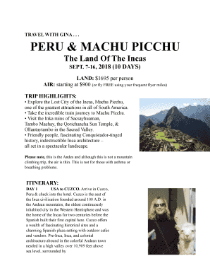 Peru travel brochure