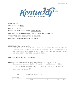 call no. 100 contract id. 092971 kenton county fed/state project
