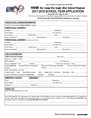2017-2018 school year application - SOAR
