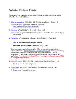Application Withdrawal Checklist - George Mason University