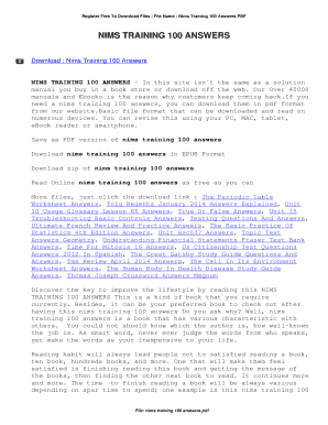 Nims Training 100 Answers. Nims Training 100 Answers