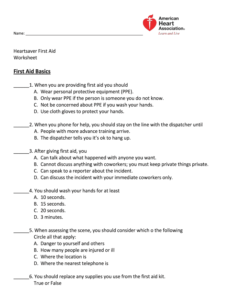 First aid worksheet pdf: Fill out & sign online | DocHub