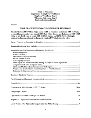 FINAL DRAFT REPORT ON CLEARINGHOUSE RULE #16-033