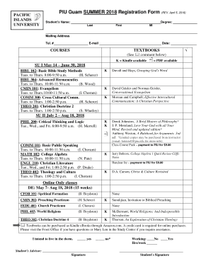 PIU Guam SUMMER 2018 Registration Form (REV. April 5 - PIU.edu