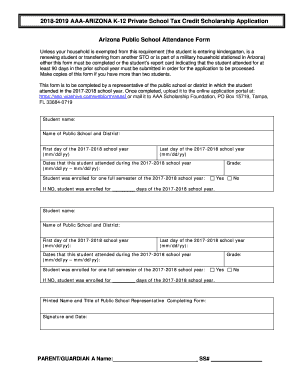 Arizona Public School Attendance Form - AAA Scholarship Foundation