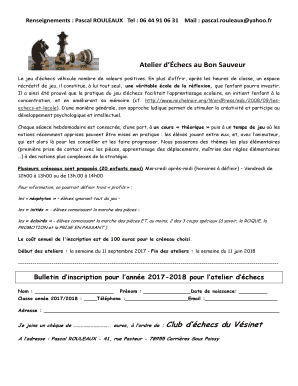 Remplissable Atelier d'checs au Bon Sauveur