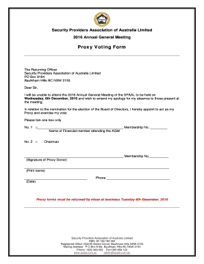 2014 SPAAL Proxy Form - Security Providers Association of