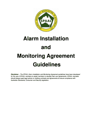 Alarm Installation and Monitoring Agreement Guidelines - Security