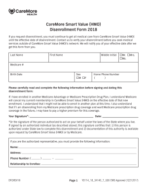 CareMore Smart Value HMO Disenrollment Form