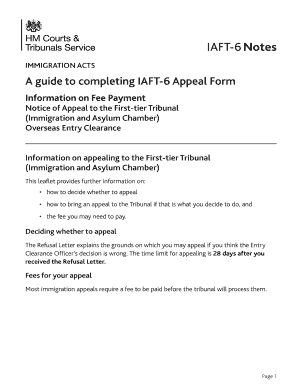 Fillable Online IAFT-6 Notes - A guide to completing IAFT-6 Appeal Form ...