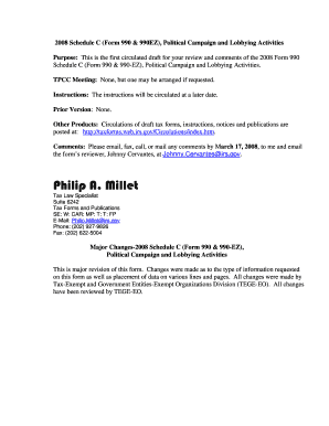 2008 Schedule C (Form 990 & 990EZ), Political Campaign and Lobbying Activities
