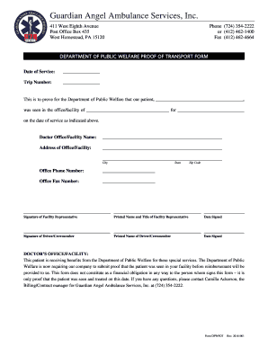 DPW Proof of Transport Form