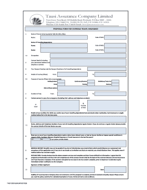 Proposal form for overseas travel insurance - Tausi Assurance ...