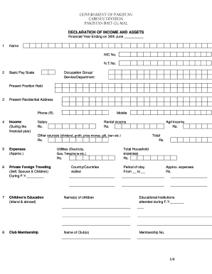 Pakistan Income and Assets Declaration Form