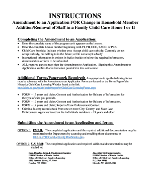 Amendment to Application for Child Care Staff Change