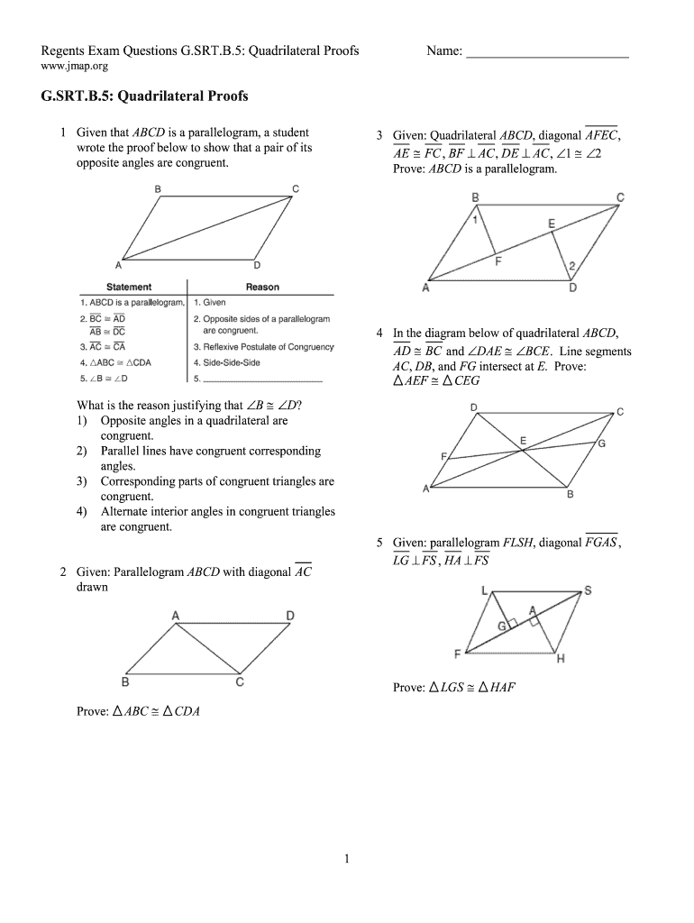 Parallelogram Proofs Worksheet With Answers Fill Online Printable