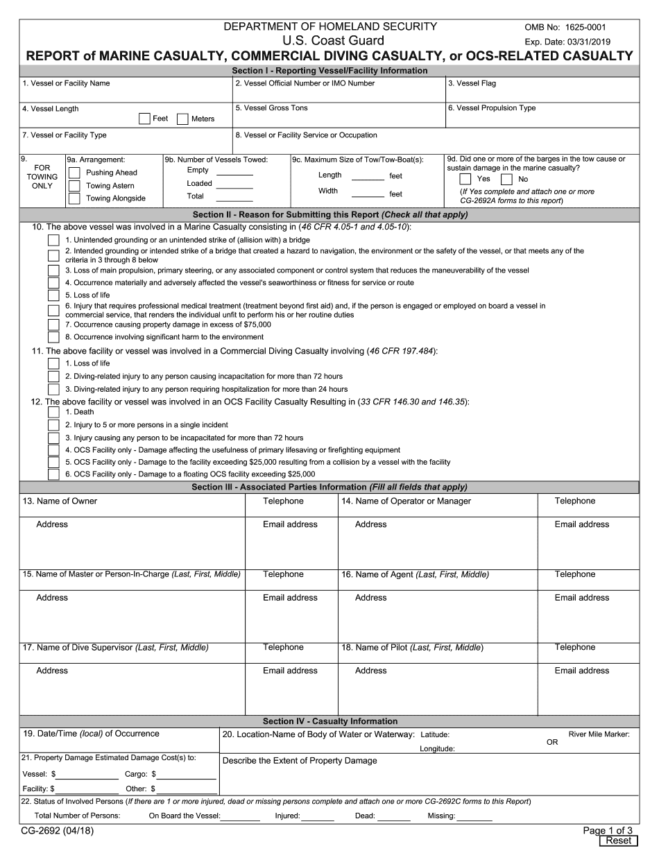 Add Notes To CG-2692 Form