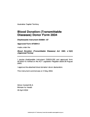 Blood Donation. Blood Donor Form