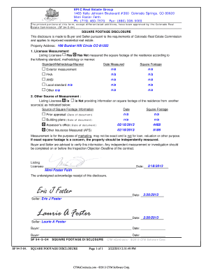 SQUARE FOOTAGE DISCLOSURE 168BunkerHill - Colorado ...