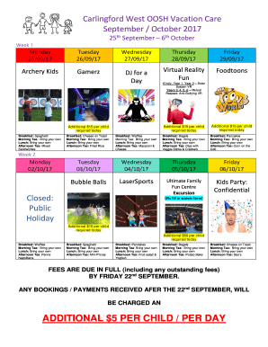 Carlingford West OOSH Vacation Care September /