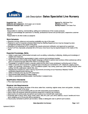 Job Description: Sales Specialist Live Nursery - My Lowe's Life