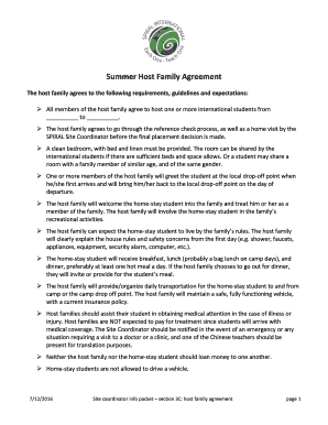 Summer Host Family Agreement