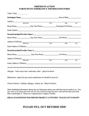 Friend Information Printable