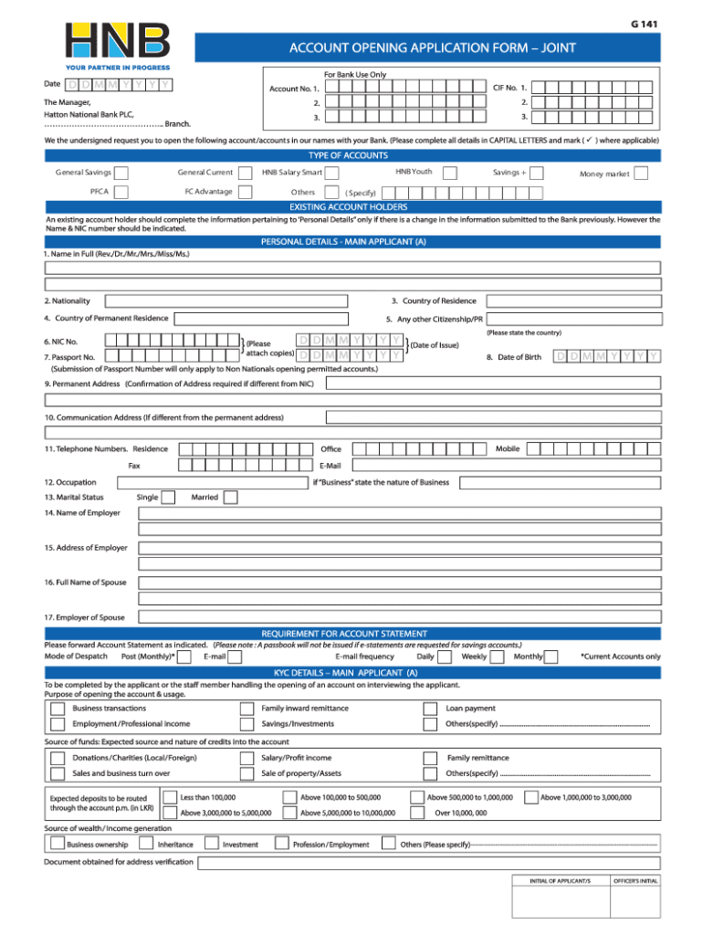 HNB Account - Joint - E New Type1 Preview on Page 1
