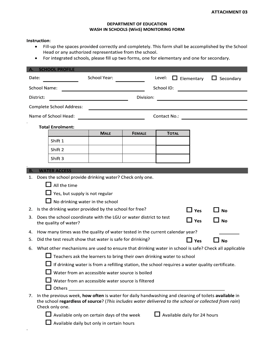 WinS Monitoring Form 