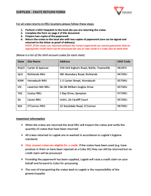 Supplier - crate return form - Logtek