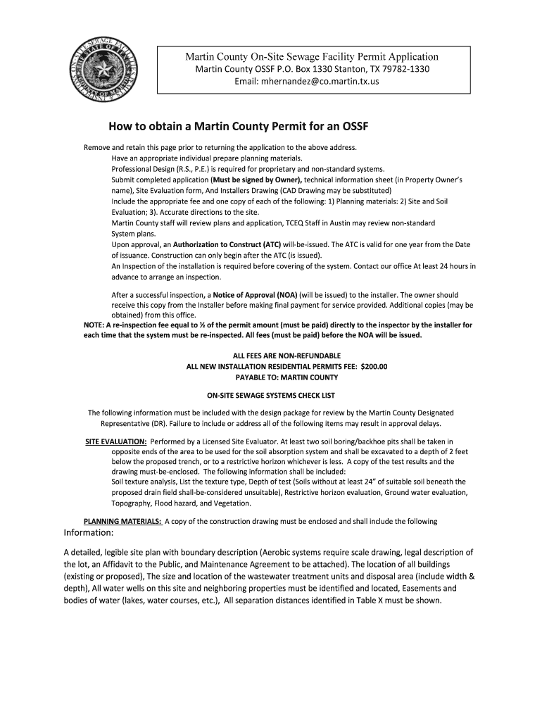 Fillable Online Sample Septic Permit Fax Email Print pdfFiller