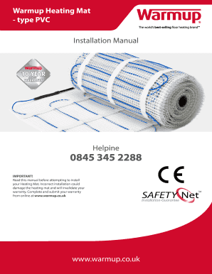 Fillable Online Installation Manual Warmup Heating Mat Type Pvc